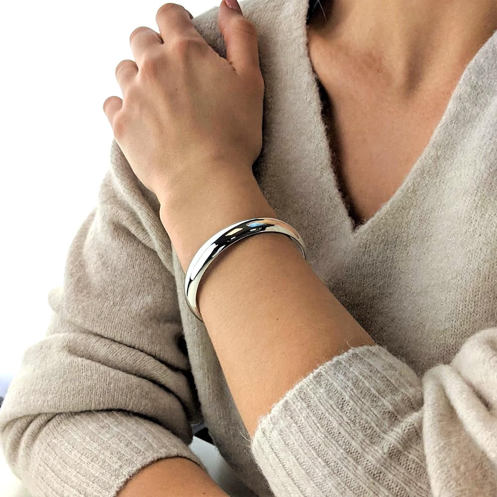 【まとめ／CHTY】FLAT BANGLE by Silver 925 Solid Flat Plain Design 925 Sterling Silver Shiny Bright